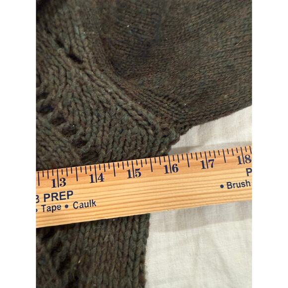 VTG Free People Cardigan Sweater Womens Forest Green Chunky Knit Mock Neck Y2K - Picture 10 of 12